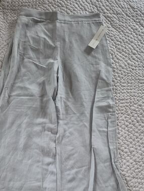 Worth Pale Green Wide-Leg Linen Blend Pants